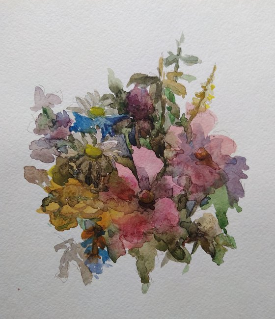 Autumn bouquet. Original watercolour painting.