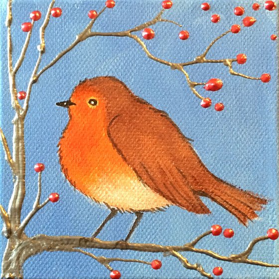 Robin with Berries