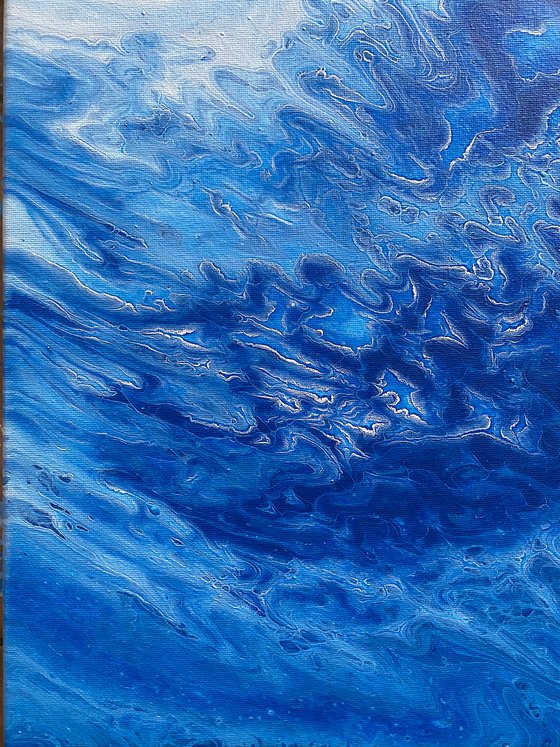 "Blue Division" - Original Abstract PMS Fluid Acrylic Painting - 16 x 20 inches