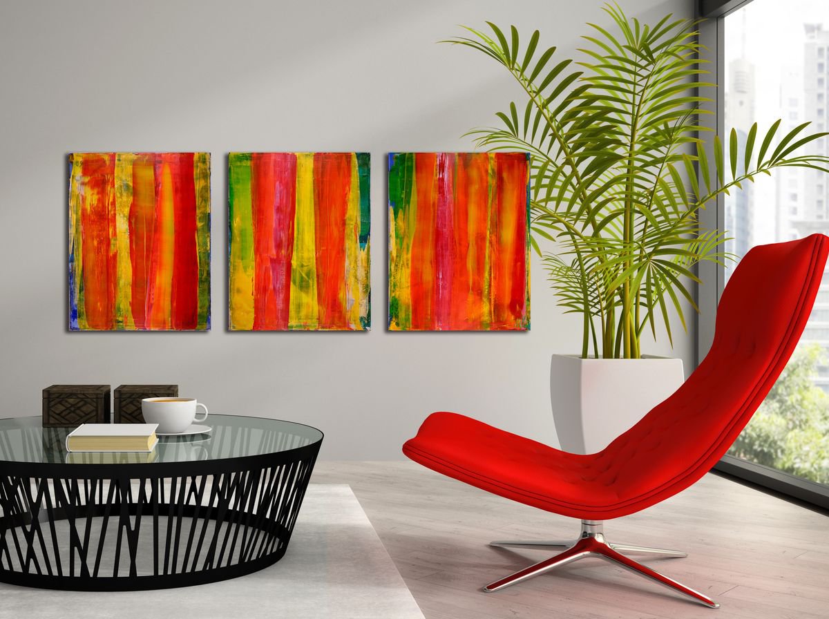 A Warm Day - 3 Canvas Triptych By Nestor Toro, 48 X 20, Artwork For Sale On Artfinder