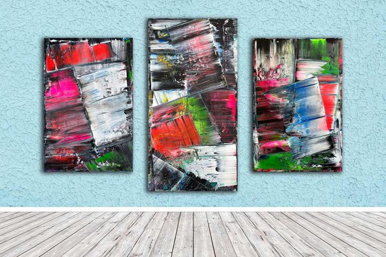 "Excommunicado" - Save As A Series - Original PMS Large Abstract Acrylic Painting Triptych On Canvas - 72" x 48"