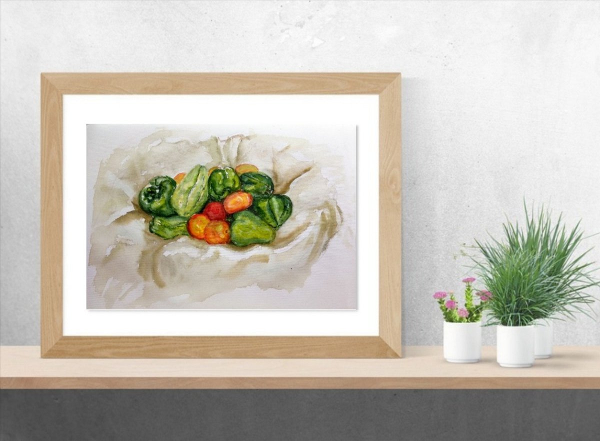 Impressionistic Watercolour , A Basket Of Vegetables By Asha Shenoy, 17 X 11, Artwork For Sale On Artfinder