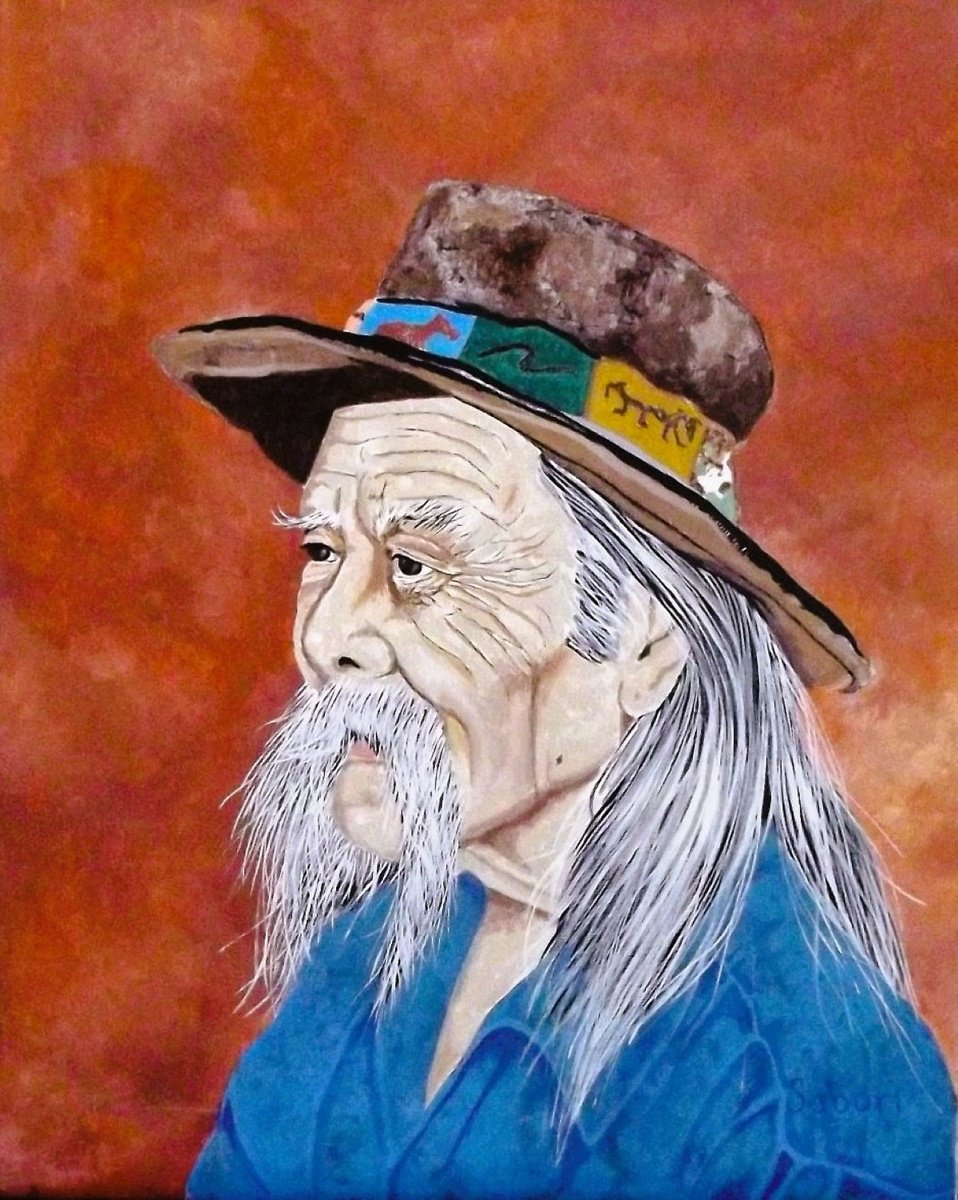 Impressionistic Portrait Acrylic Painting By Andrew Sabori, 16 X 20, Bernie, Original Artwork