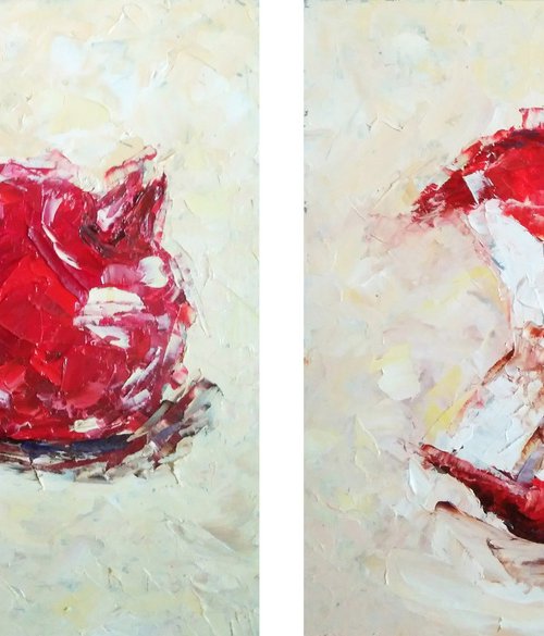 Pomegranate & apple (diptych) by Yulia Berseneva