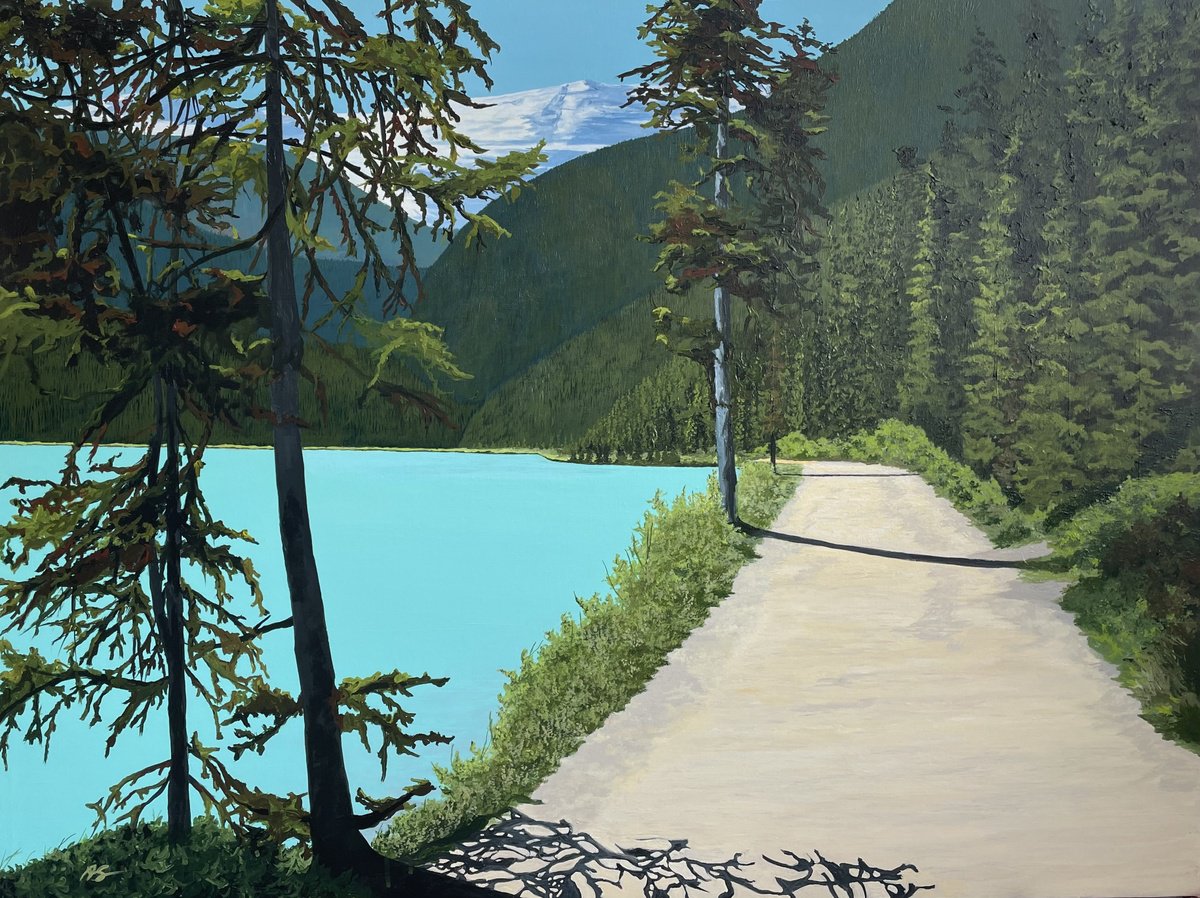 Photorealistic Landscape Acrylic Painting By Anne Shaughnessy, 40 X 30, Lake Louise, Original Artwork