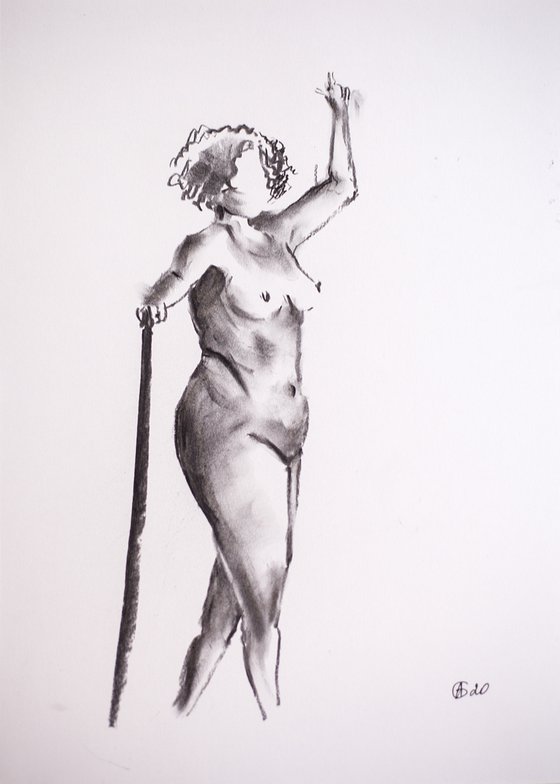 Nude in charcoal. 37. Black and white minimalistic female girl beauty body positive