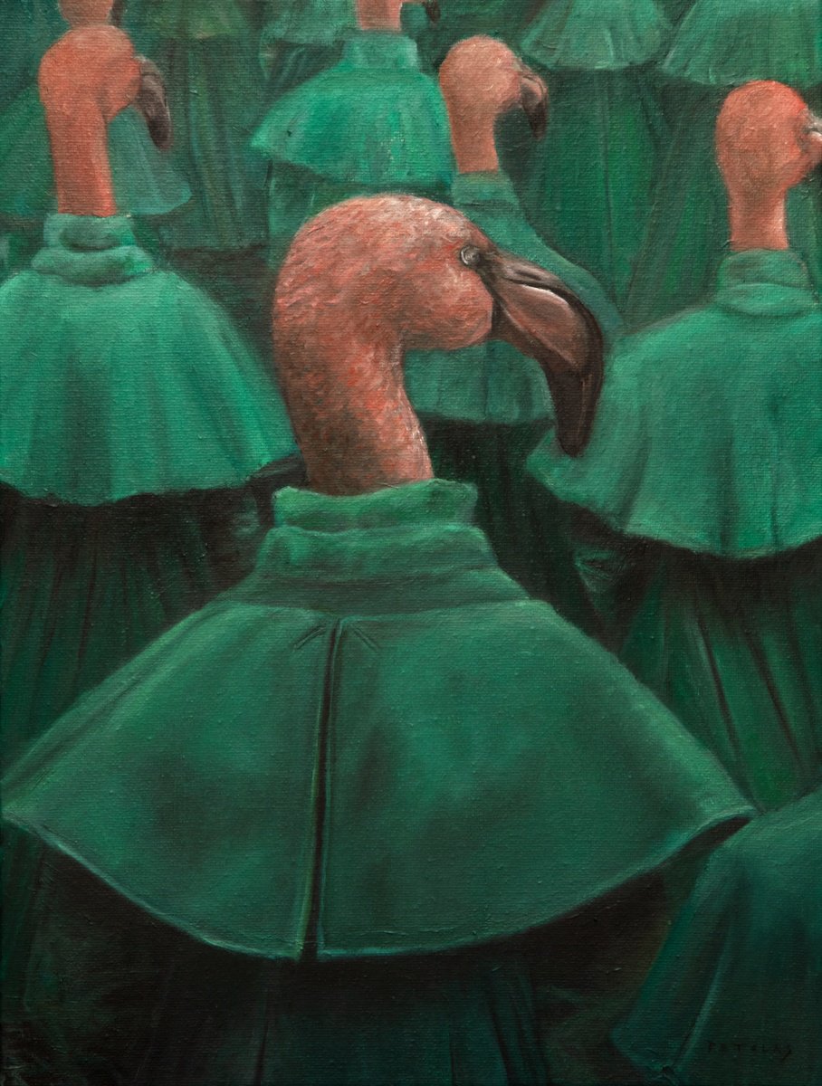 Surrealistic Animal Oil Painting By Nikolina Petolas, 12 X 16", Beak And Bones, Original Artwork