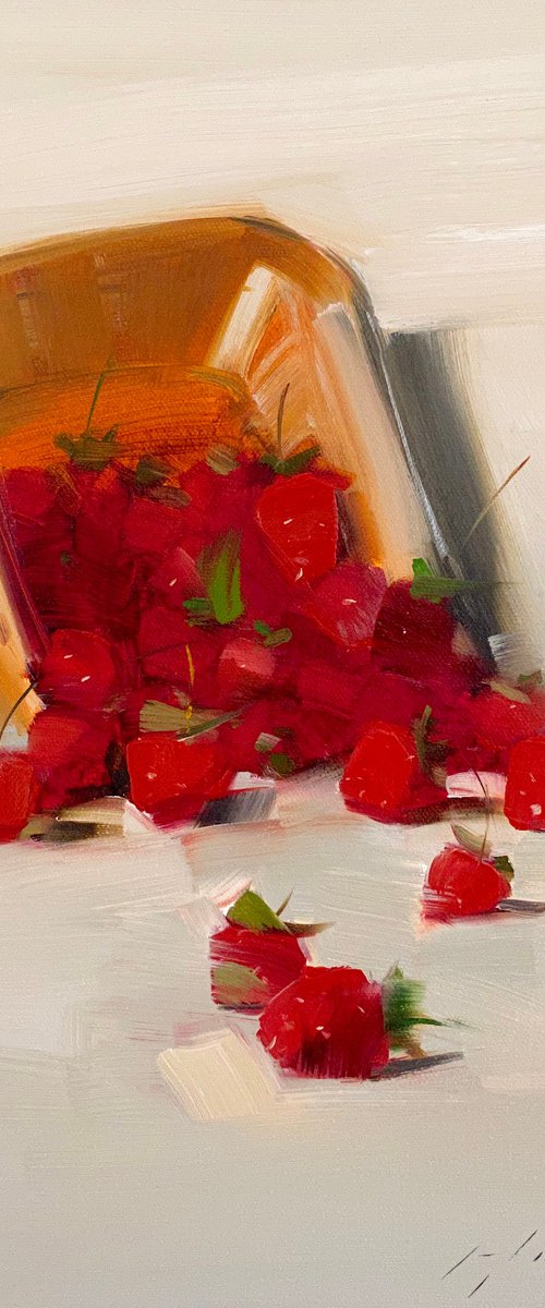 Strawberries, Original oil painting, Handmade artwork, One of a kind by Vahe Yeremyan