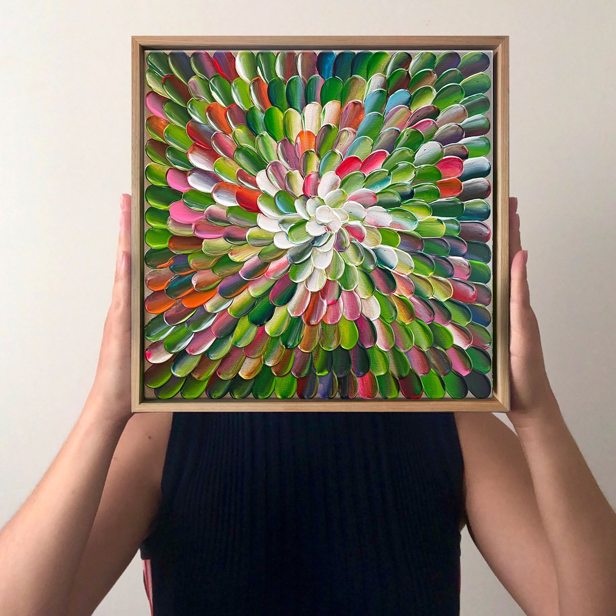 Organic Abstract Acrylic Painting By Tatiana Georgieva, 13 X 13", Bloom 21, Original Artwork