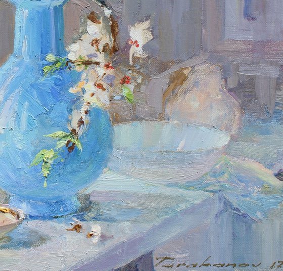 Still life with a blue vase