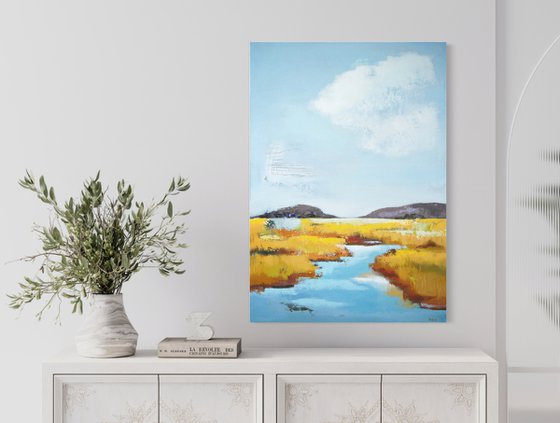 Warm day - a large impressionistic landscape painting