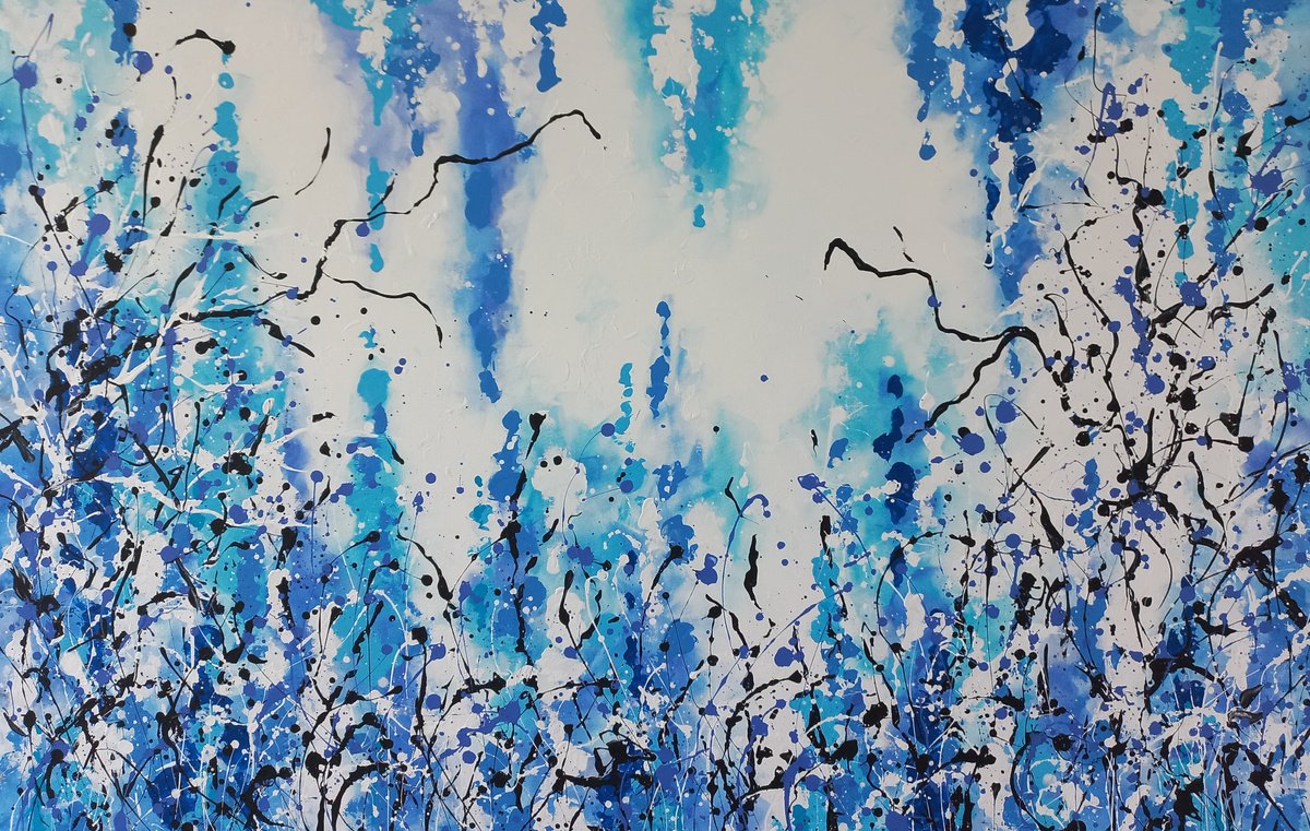 Abstract Acrylic Painting By Max Yaskin, 64 X 42", Winter Morning 2 By M.y., Original Artwork