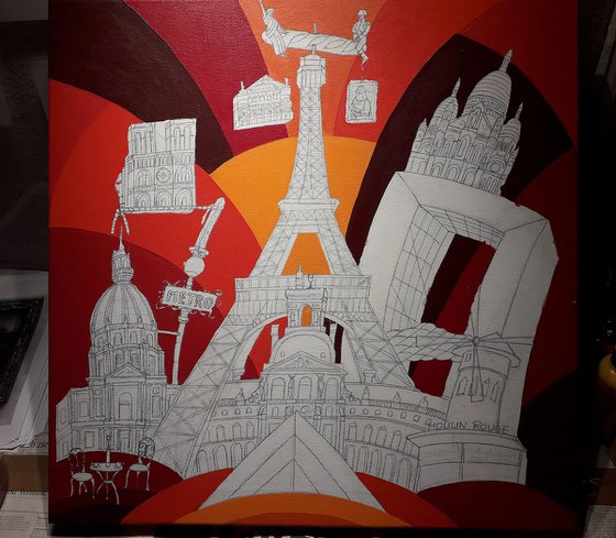 Paris Landmarks (Red)