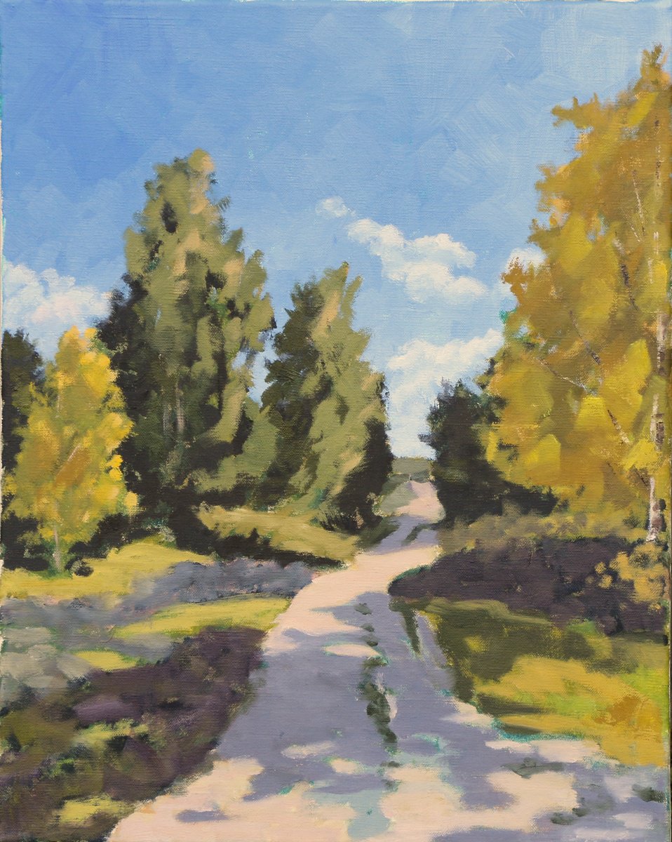 Impressionistic Landscape Oil Painting By Thomas Lengler, 16 X 20", Path To Turmberg, Original Artwork