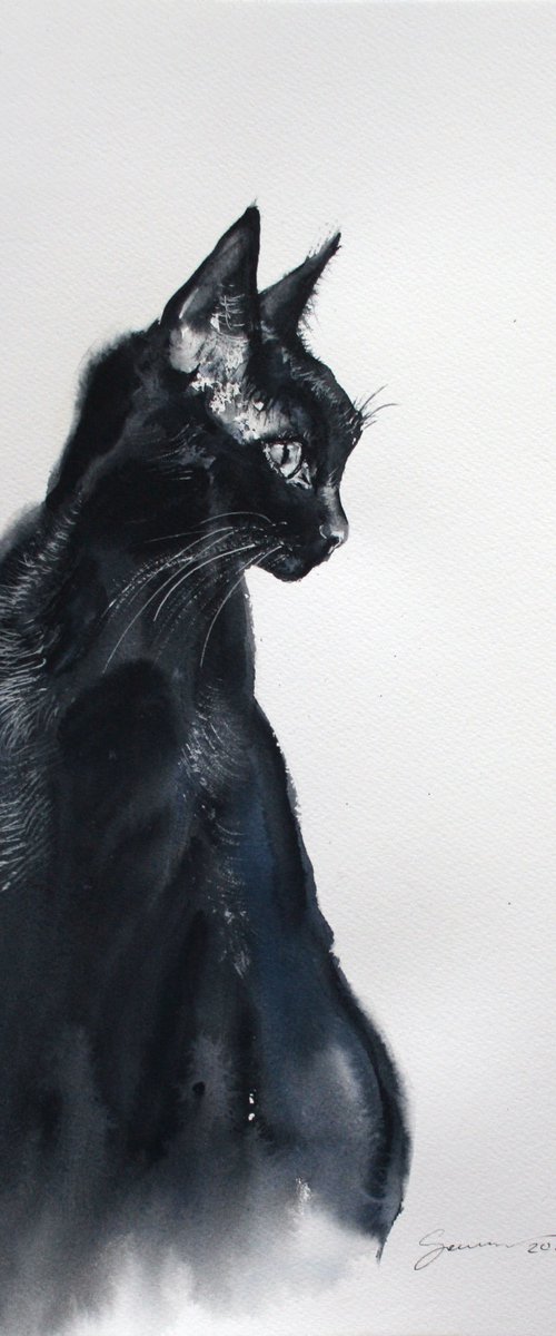Cat III / FROM THE ANIMAL PORTRAITS SERIES / ORIGINAL PAINTING by Salana Art Gallery