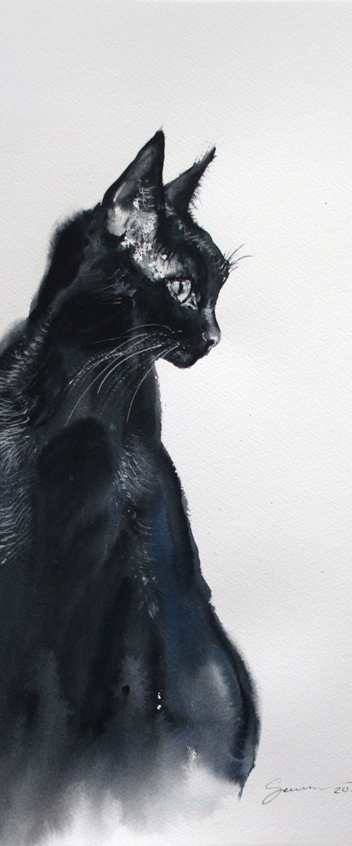 Cat III / FROM THE ANIMAL PORTRAITS SERIES / ORIGINAL PAINTING by Salana Art / Svetlana Samovarova