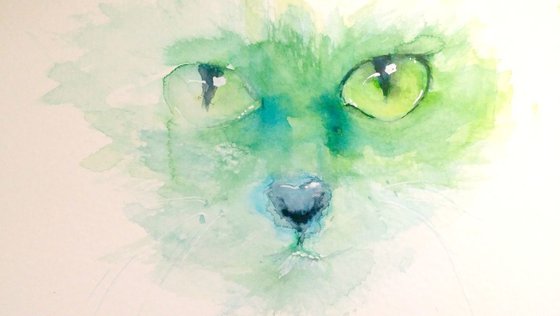 Intense / Cat Portrait / watercolor
