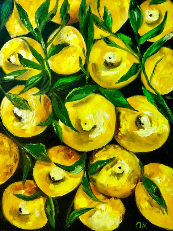 Lemons, oil painting, still life