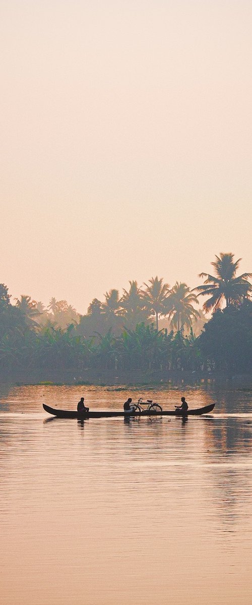 Tranquil Tropical Waters: A Kerala Morning - Landscape Art Photo by Peter Zelei