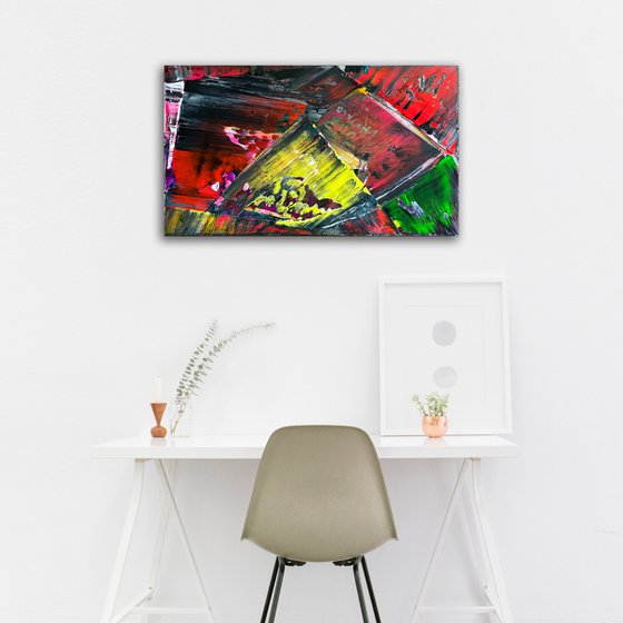 "Looney Tunes" - Original PMS Abstract Acrylic Painting On Canvas - 28" x 16"
