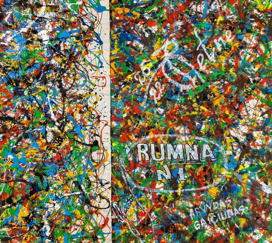Rumna N-1 (H)140x(W)155 cm. Oil-based enamel on Unframed Raw Cotton Canvas