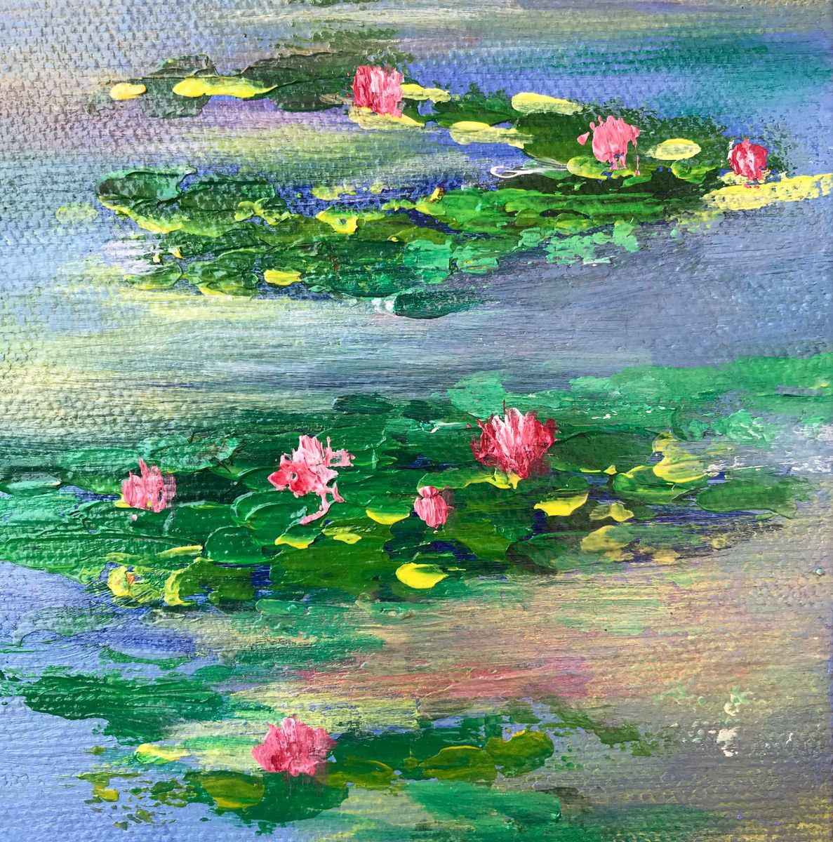 Water lilies !! Miniature painting !!! Office decor !! Monet inspired by Amita Dand