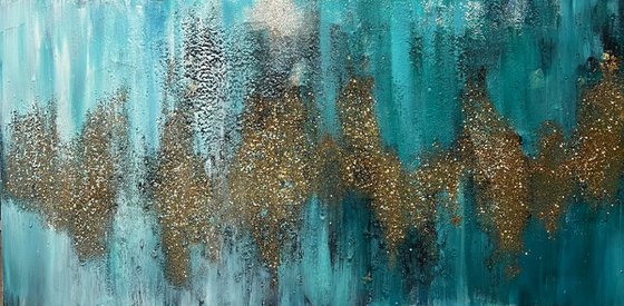 Turquoise and gold abstract