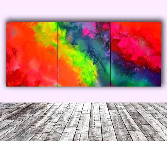 Into the Rainbow Big Painting XXL - Large Abstract, Huge, Gigantic Painting - Ready to Hang, Hotel Wall Decor