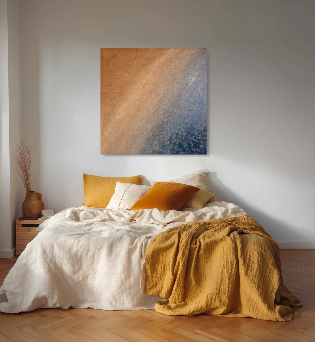 Impressionistic Landscape Oil Painting By Alena Post, 39 X 39, Zero Dawn Ii, Calm Seascape, Original Artwork