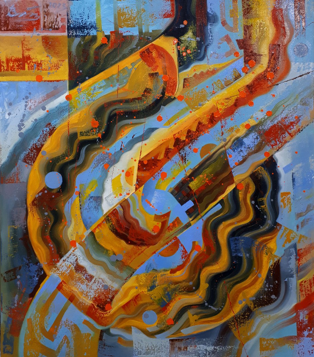 Abstract Oil Painting By Serhii Voichenko, 28 X 32", G Point, Original Artwork