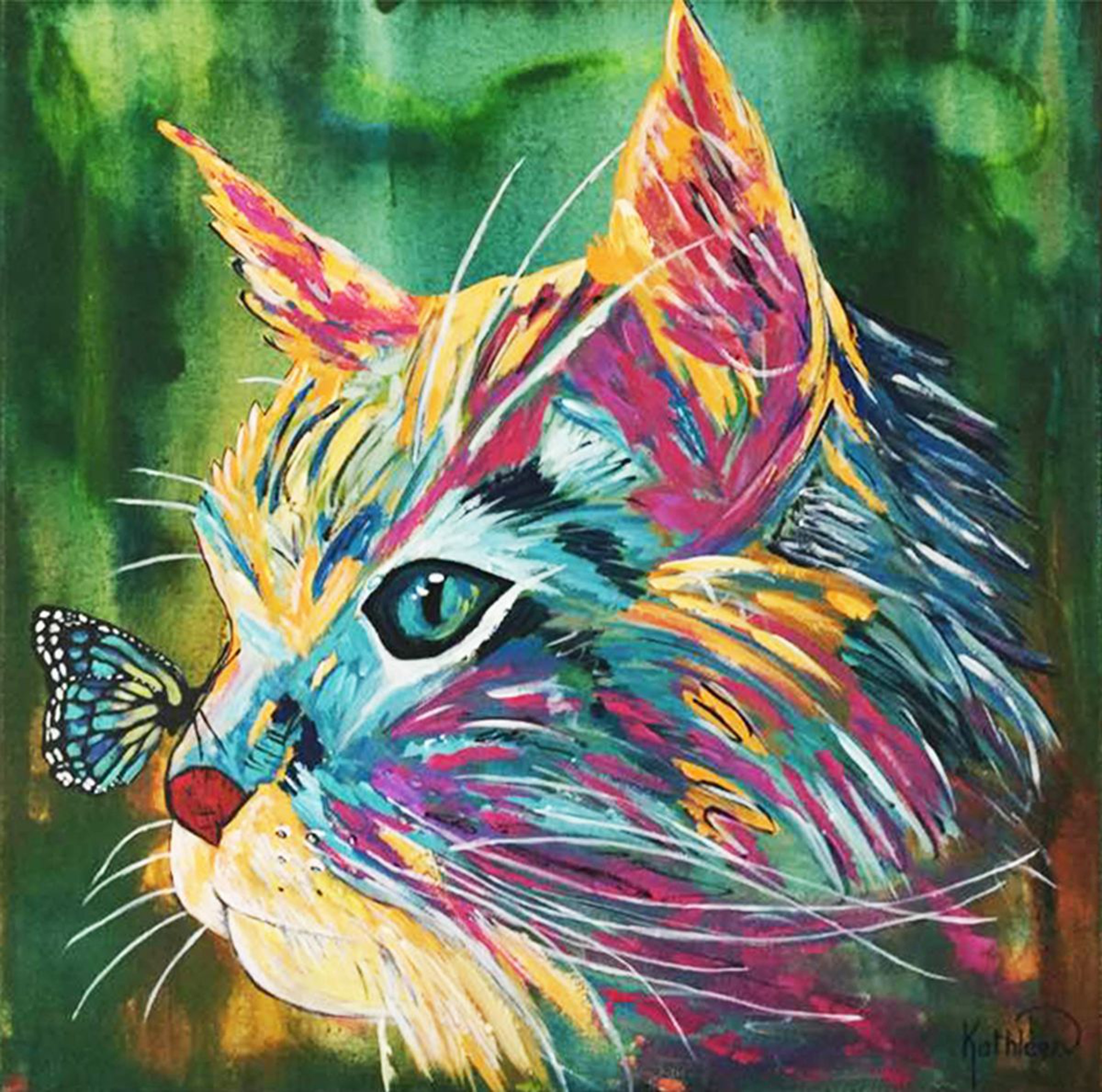 Cat Love Portrait Cat Colourful Animal Painting Artfinder