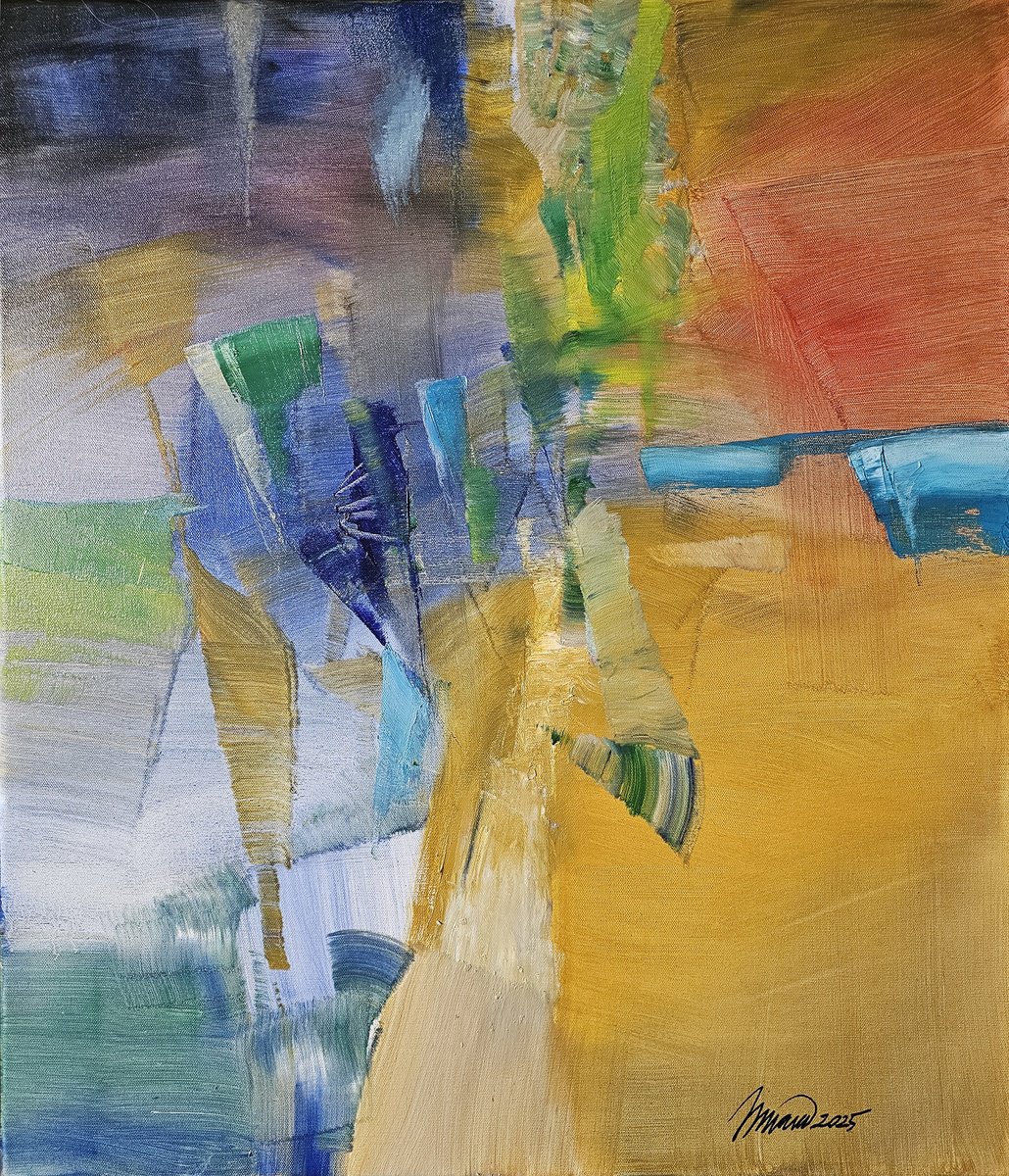 Abstract Oil Painting By Taidakov Nikolai, 24 X 28", Silence And Harmony, Original Artwork