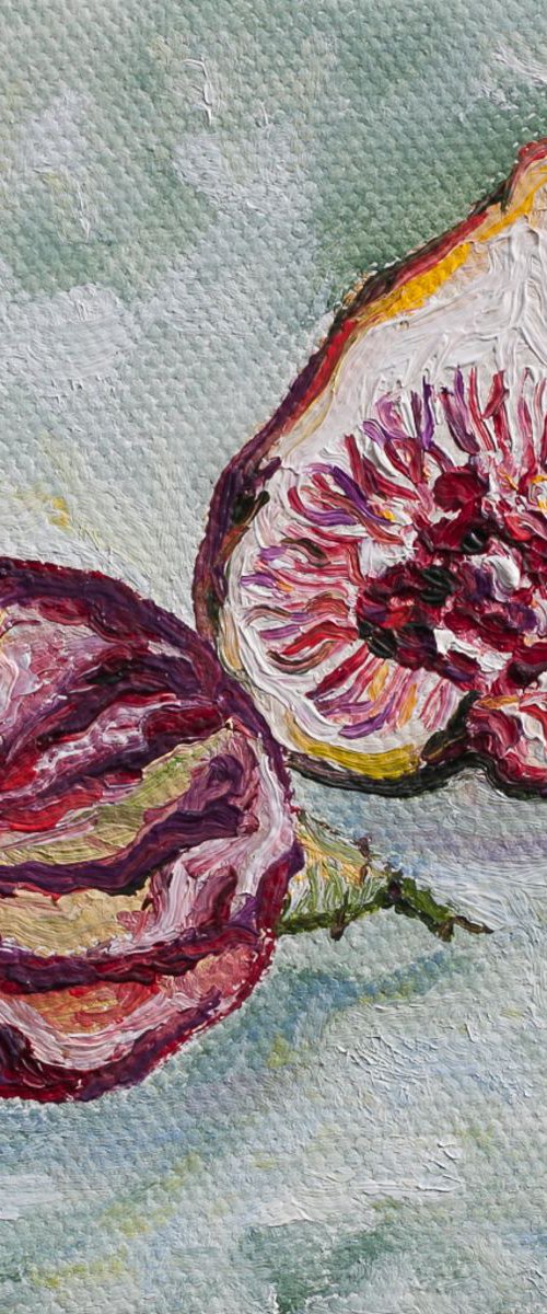 Figs 4"x4" free shipping small painting by Liudmila Pisliakova