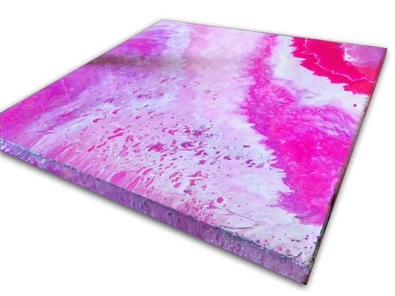 "Manifesting In Magenta" - FREE USA SHIPPING - Original Abstract PMS Fluid Acrylic Painting - 24 x 24 inches