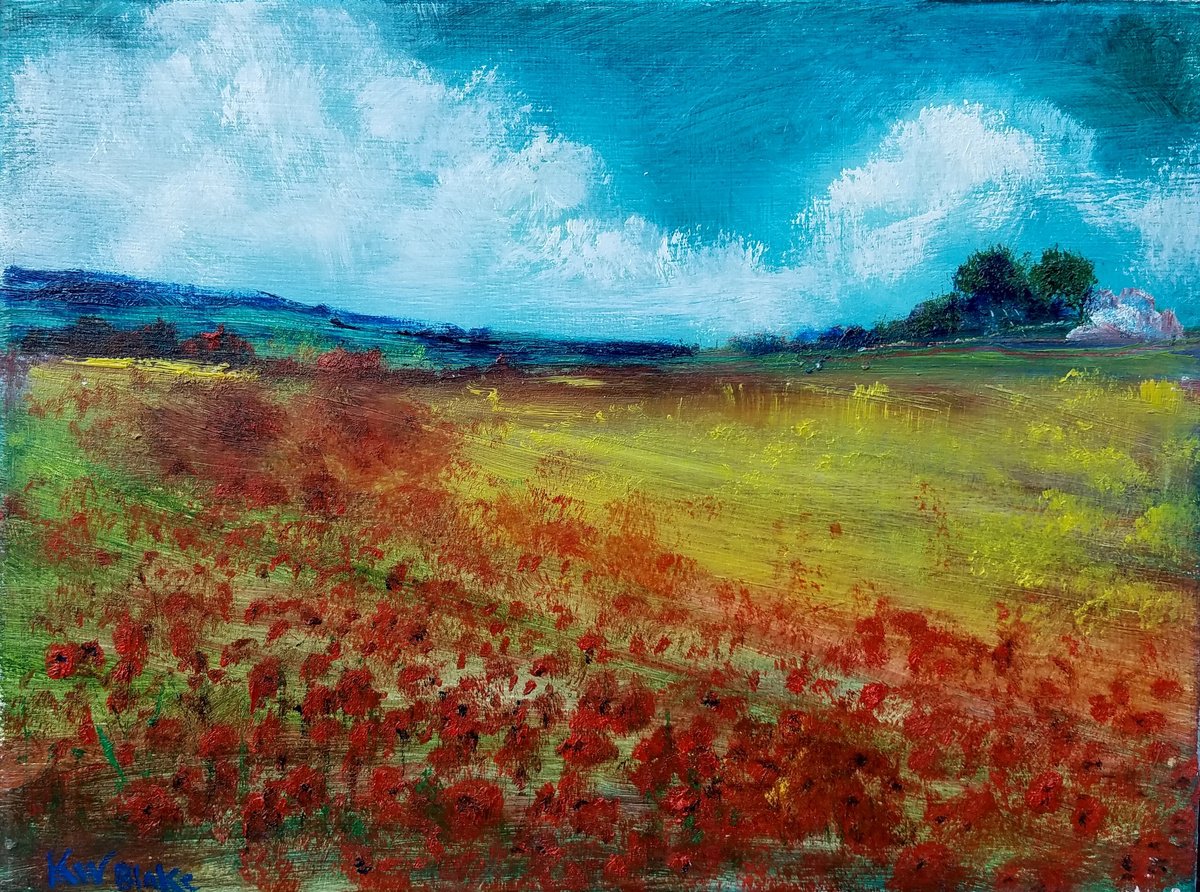 Impressionistic Landscape Oil Painting By Kevin Blake, 12 X 9", Hazy Days, Original Artwork