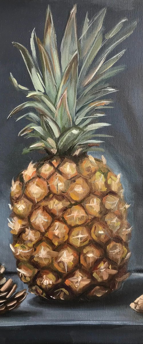 Still life Pineapple oil painting 24x33cm by Leysan Khasanova