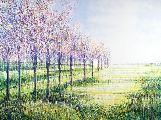 Meadow With Trees In Blossom