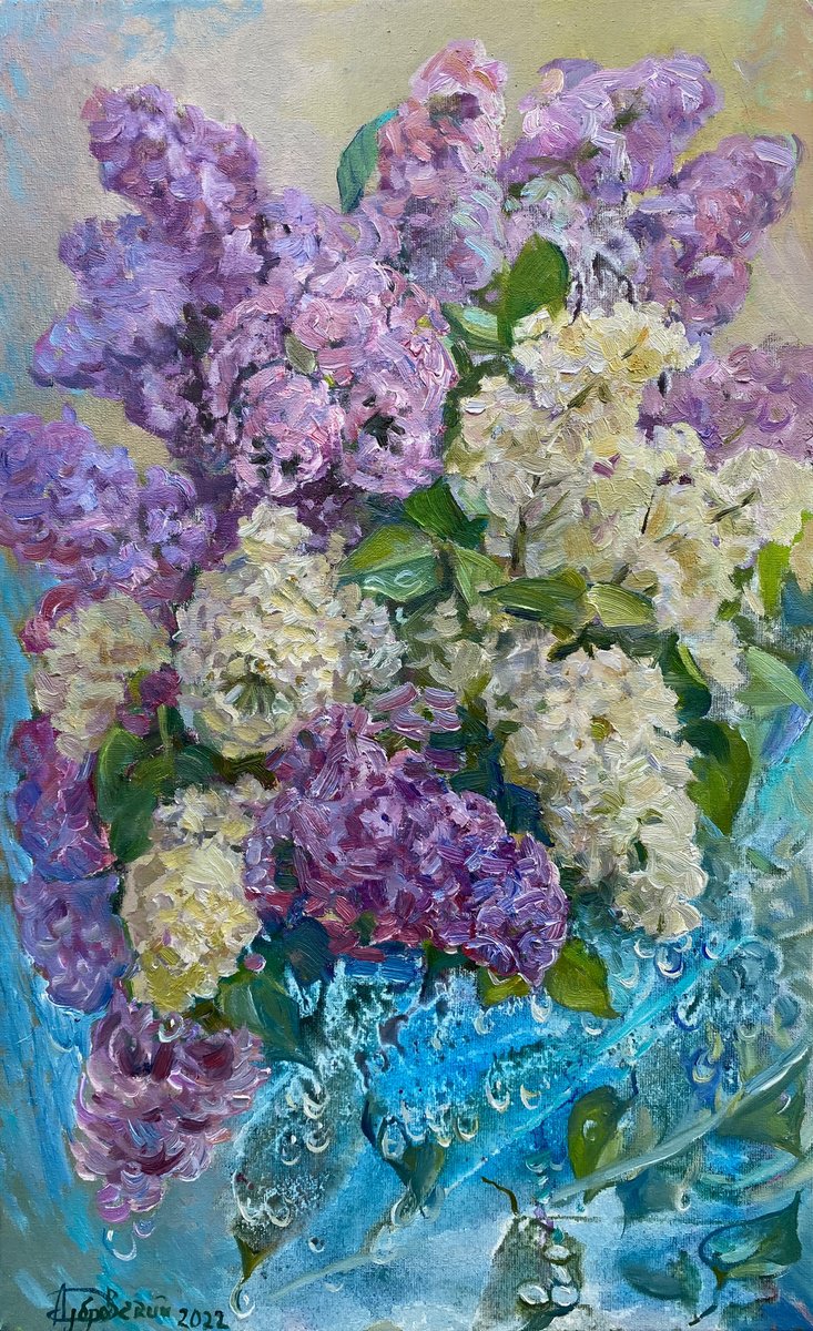 Impressionistic Botanical Oil Painting By Aleksandr Dubrovskyy, 11 X 20, Our Unspoken Love, Original Artwork