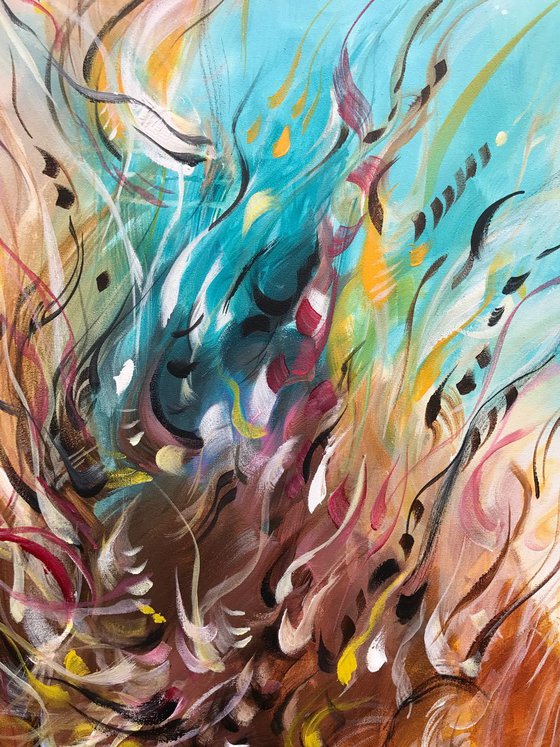 " Joyful life  " / XXL Large abstract painting / 70x120cm (28x48")