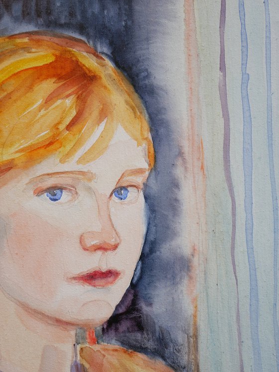 A girl in the old cardigan