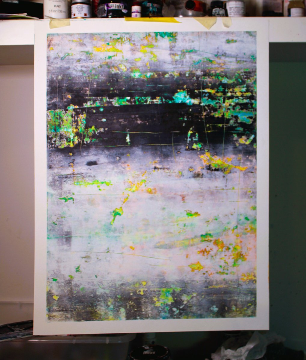 Abstract Oil Painting By Laura Spring, 16 X 22", Uncharted Territory 6, Original Artwork