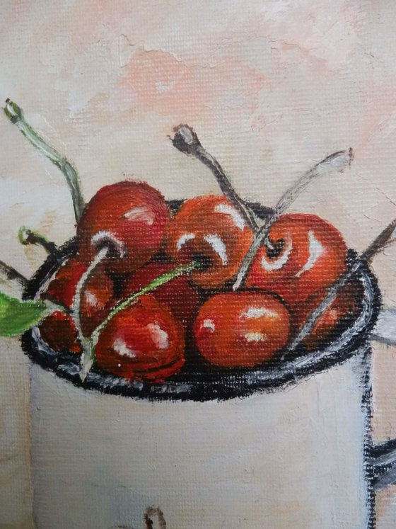 A cup of cherries