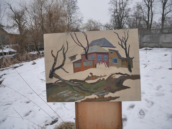 Houses and trees near Stryzhen