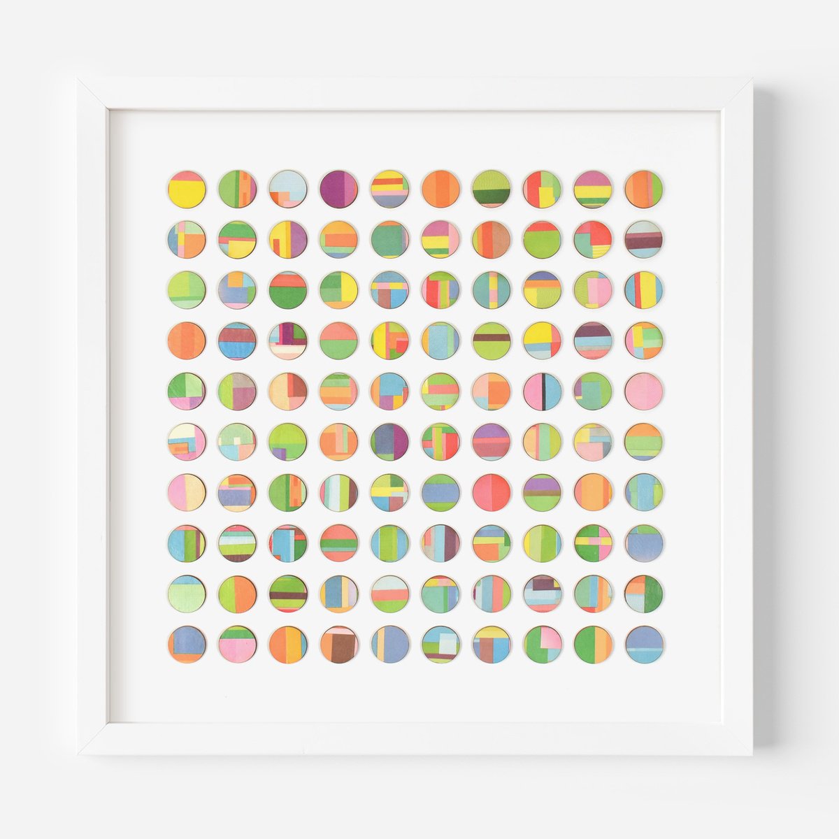 Geometric Abstract Collage By Amelia Coward, 21 X 21, Stripe Dots, Original Artwork