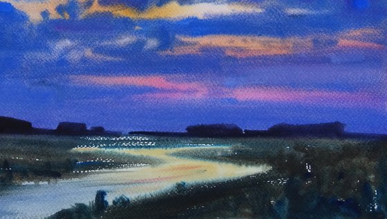 "Sunset over the river"