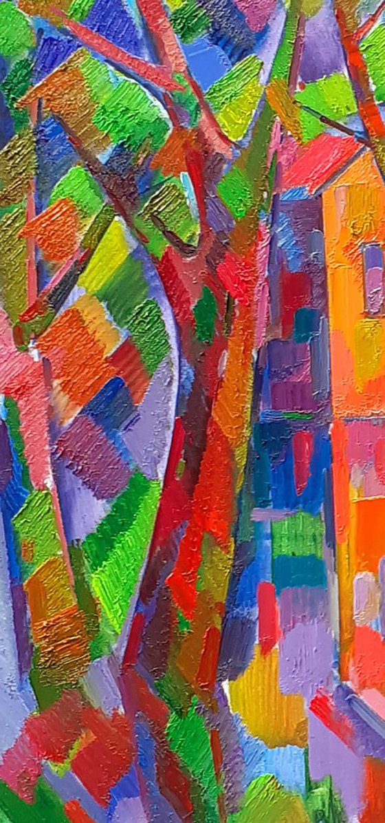 Houses through the trees