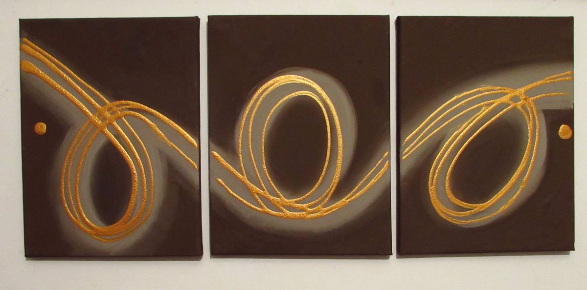 Expressive Abstract Acrylic Painting By Stuart Wright, 48 X 20", Gold Intuition, Original Artwork