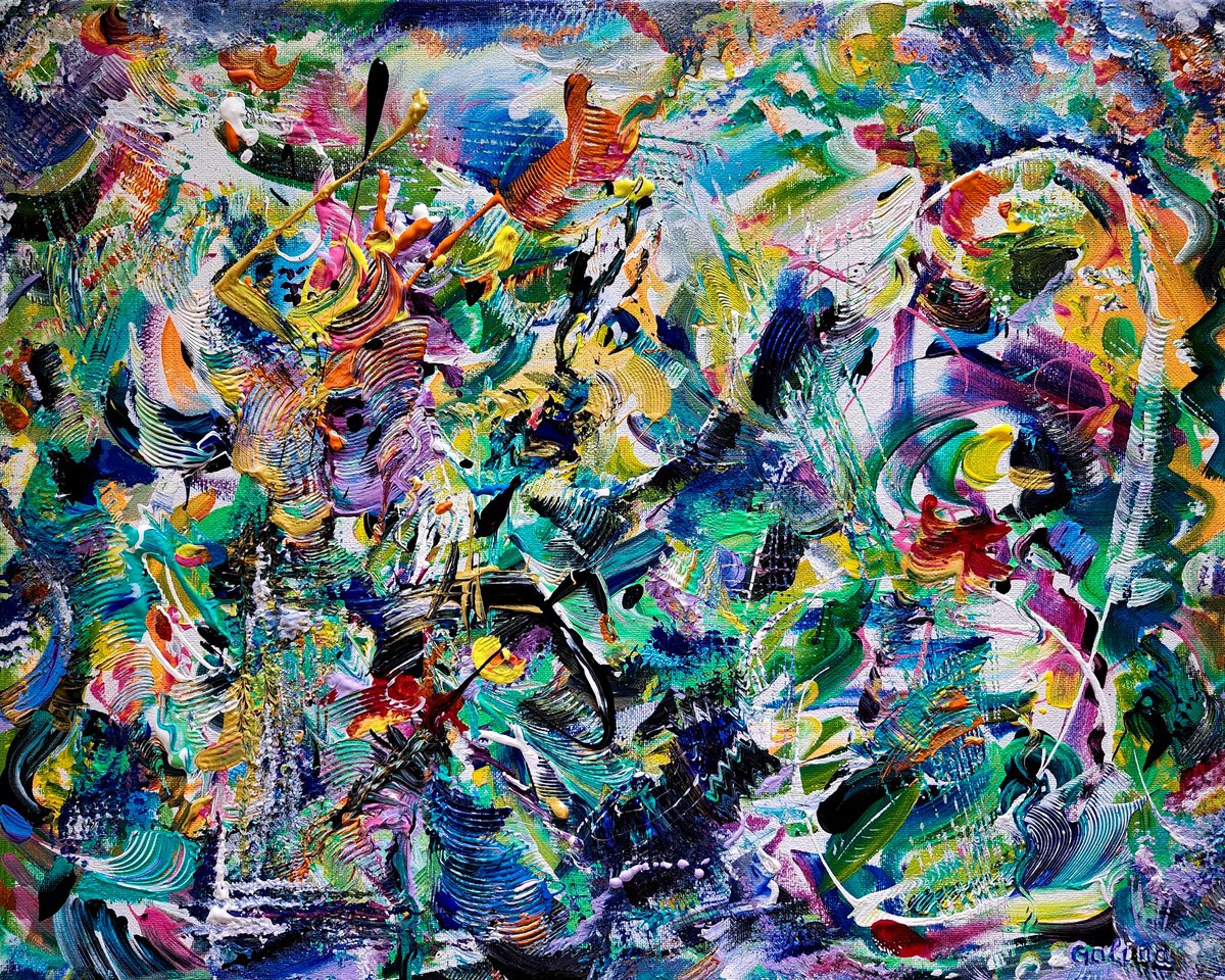 Expressive Abstract Acrylic Painting By Galina Victoria, 20 X 16, Thought Into Matter, Original Artwork