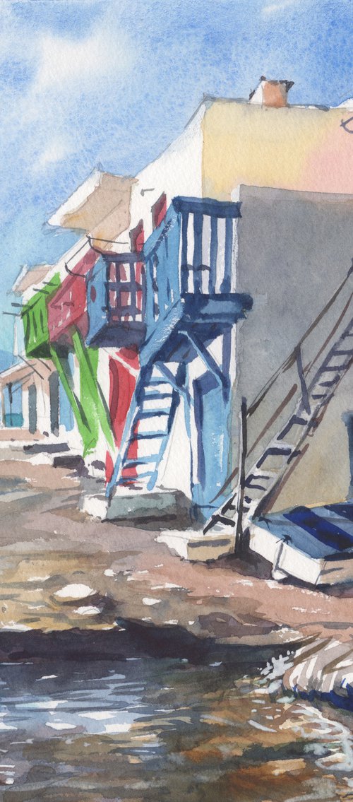 Life by the sea - original watercolor Painting by Samira Yanushkova