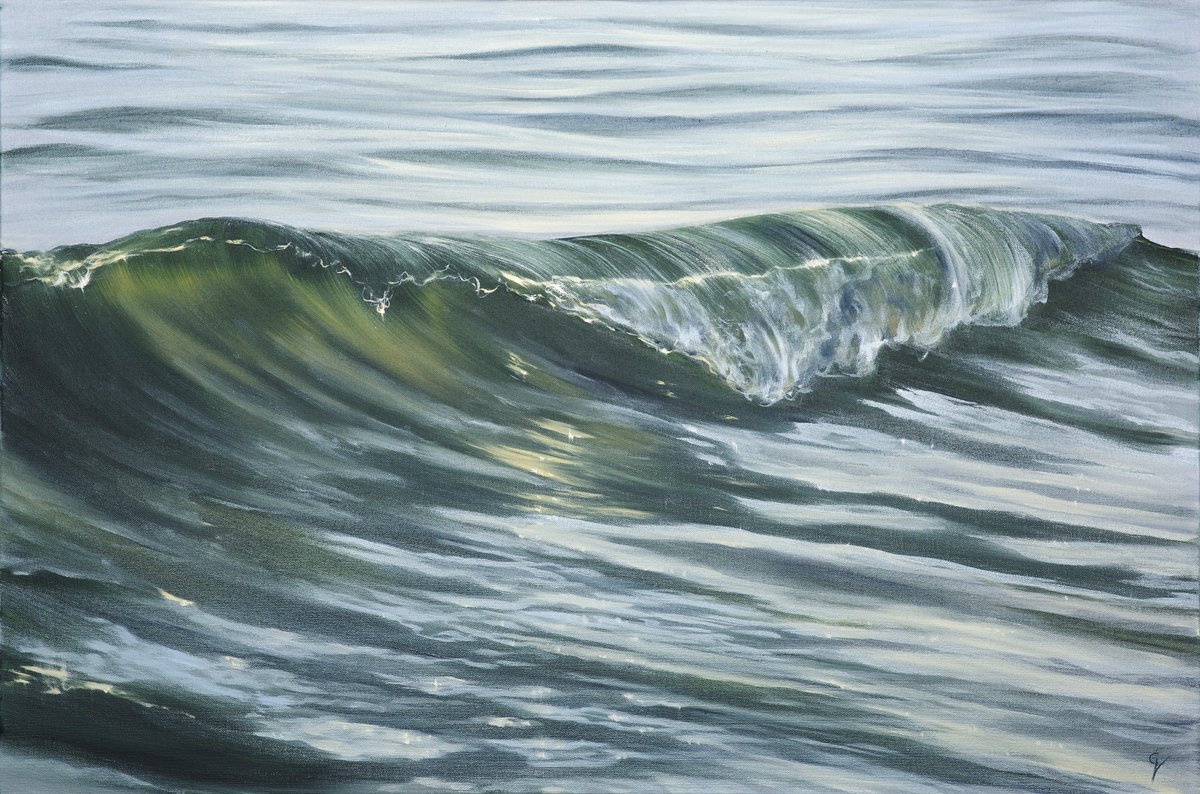 Photorealistic Landscape Oil Painting By Eva Volf, 36 X 24, Rising, Original Artwork